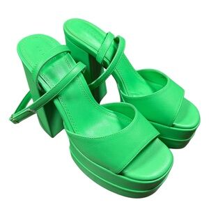Bright Green Platform Sandals